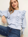 Blue Ruffle & Cable Detail Jumper