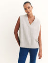 Grey V-Neck Cable Oversized Vest