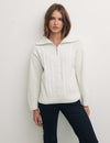 Cream Half Zip Cable Heart Boyfriend Jumper