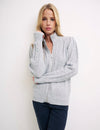 Grey Zip Through Cable Cardigan