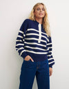 Multi Stripe 1/2 Button Placket Stripe Jumper