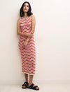 Pink & Orange Chevron Racer Midi Dress