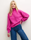 Pink Roll Neck Knitted Jumper