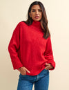 Red Roll Neck Knitted Jumper