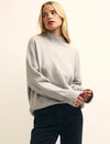 Grey Funnel Neck Longline Knitted Jumper