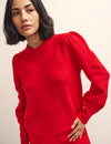 Red Chunky Trim Crew Neck Knitted Jumper