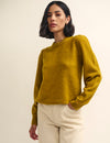 Mustard Yellow Chunky Trim Crew Neck Knitted Jumper