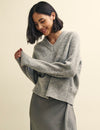 Grey V-Neck Knitted Jumper