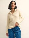 Cream Fluffy Half Zip Jumper