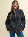 Grey Half Zip Oversized Knitted Jumper