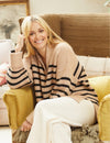 Fearne Cotton Camel Stripe Oversized Half Zip Knitted Jumper