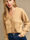 Camel Pocket Detail Knitted Cardigan