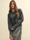 Grey Collared Knitted Cardigan