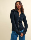 Black Fluffy Zip Through Cardigan