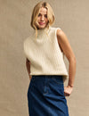 Cream Funnel Neck Rib Oversized Knitted Tabard