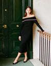 Black Bardot Knitted Midi Dress