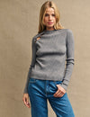 Grey Side Button Knit Rib Top