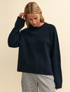 Black Crew Neck Oversized Merino Wool Jumper