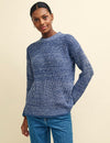 Blue Twisted Yarn Crew Neck Chunky Knitted Jumper