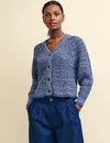 Blue Twisted Yarn Chunky Knit Cardigan