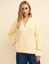 Cream Half Zip Knitted Jumper