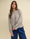 Grey Crew Neck Boxy Knitted Jumper