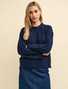 Navy Crew Neck Boxy Knitted Jumper