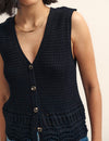 Black Mock-Crochet Waistcoat