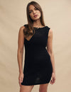 Black Scoop Back Knitted Mini Dress