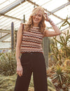 Fearne Cotton Brown Mock-Crochet Shell Top