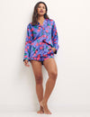 Sahara Floral Purple Long Sleeve Revere Short PJ Set