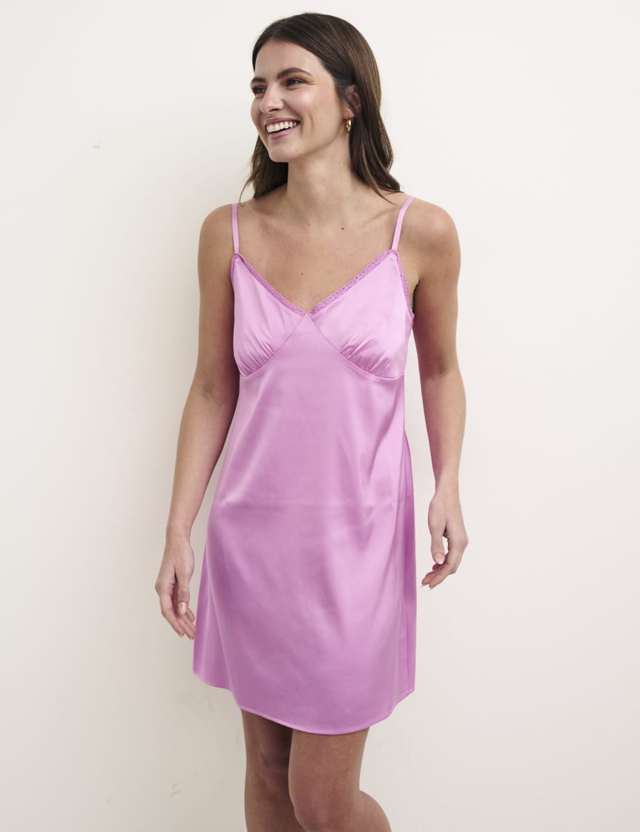 Pink Satin Short Cami Nightdress