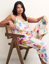 White Brushstroke Print Cami Top & Trouser Pyjama Set