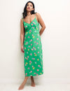 Green Floral Gathered Bust Midi Cami Nightdress