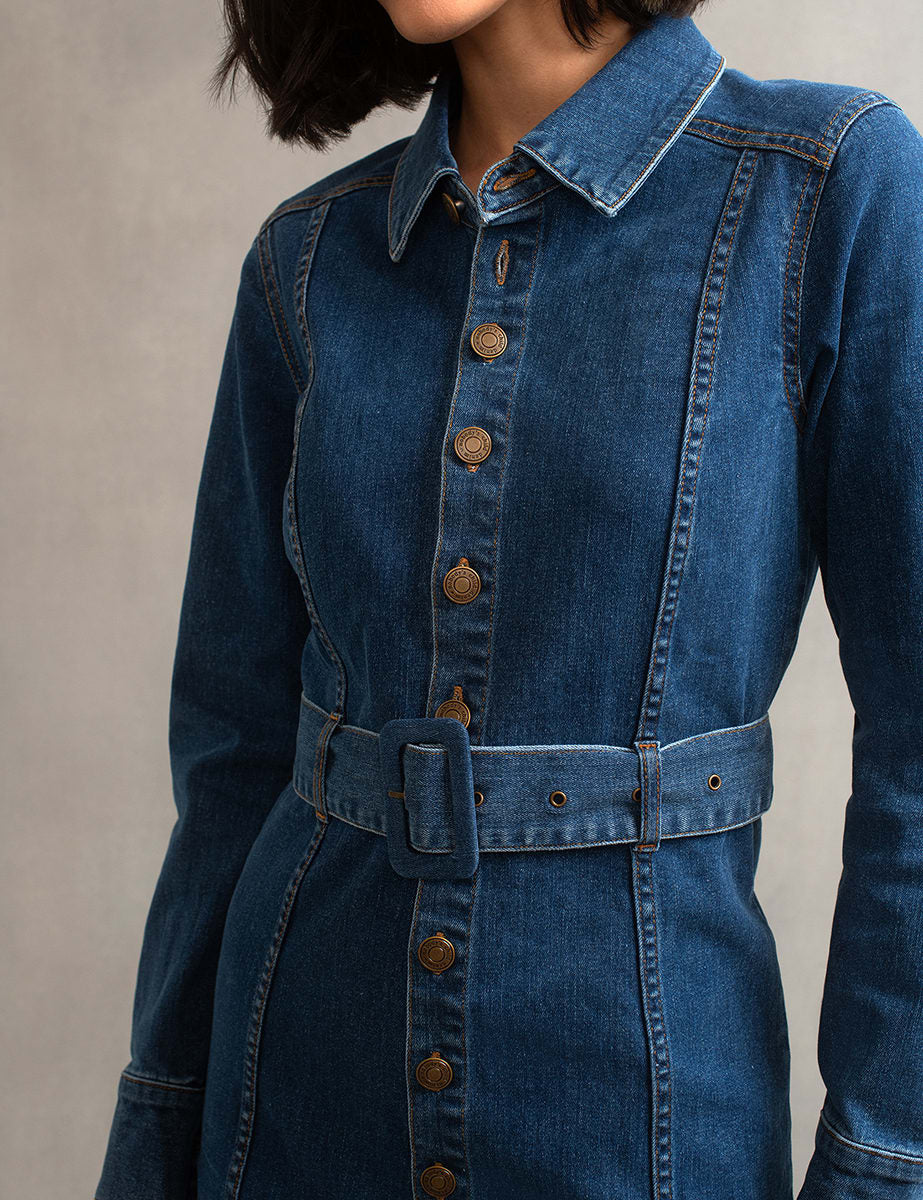 Blue Denim Belted Shirt Warwick Mini Dress