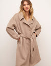 Oatmeal Hadrian Belted Long Wool Coat