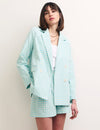 Blue Gingham Check Riley Double Breasted Blazer