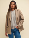 Beige Single Breasted Classic Blazer