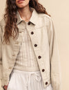 Cream Boxy Cut Denim Jacket