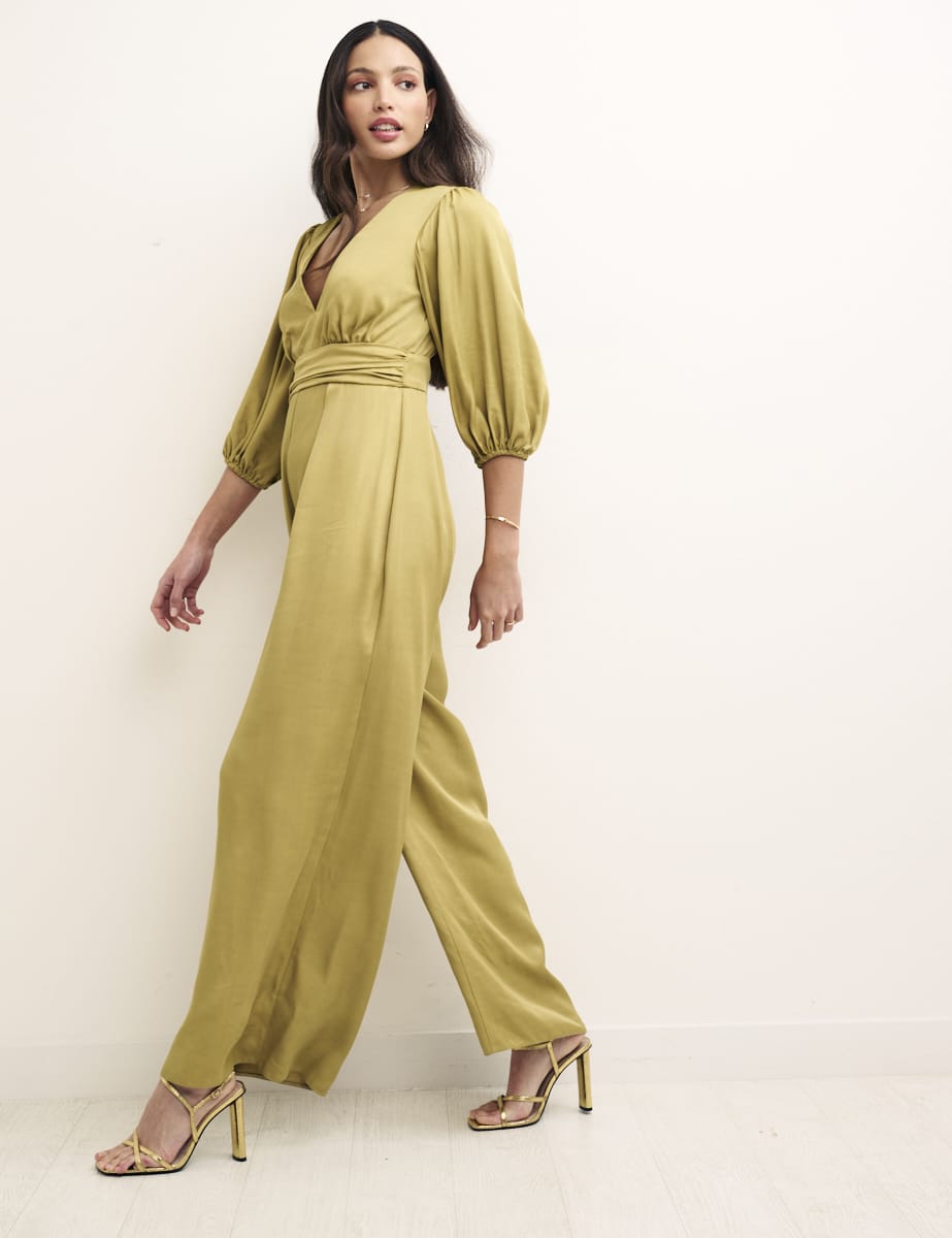 Green Puff Sleeve Melita Jumpsuit