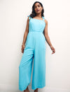 Petite Blue Tie Shoulder Meg Jumpsuit