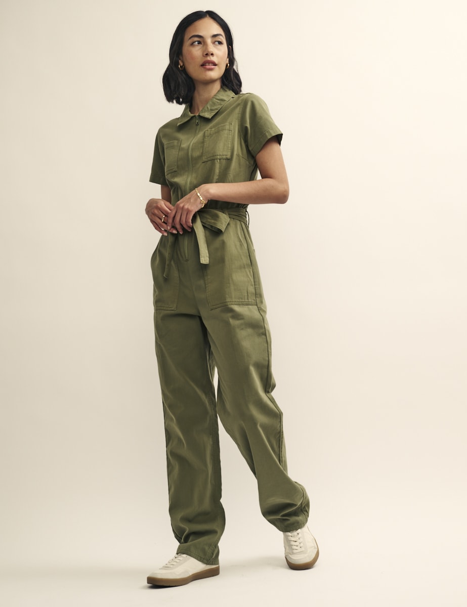 Khaki Utility Zip Up Portland Jumpsuit