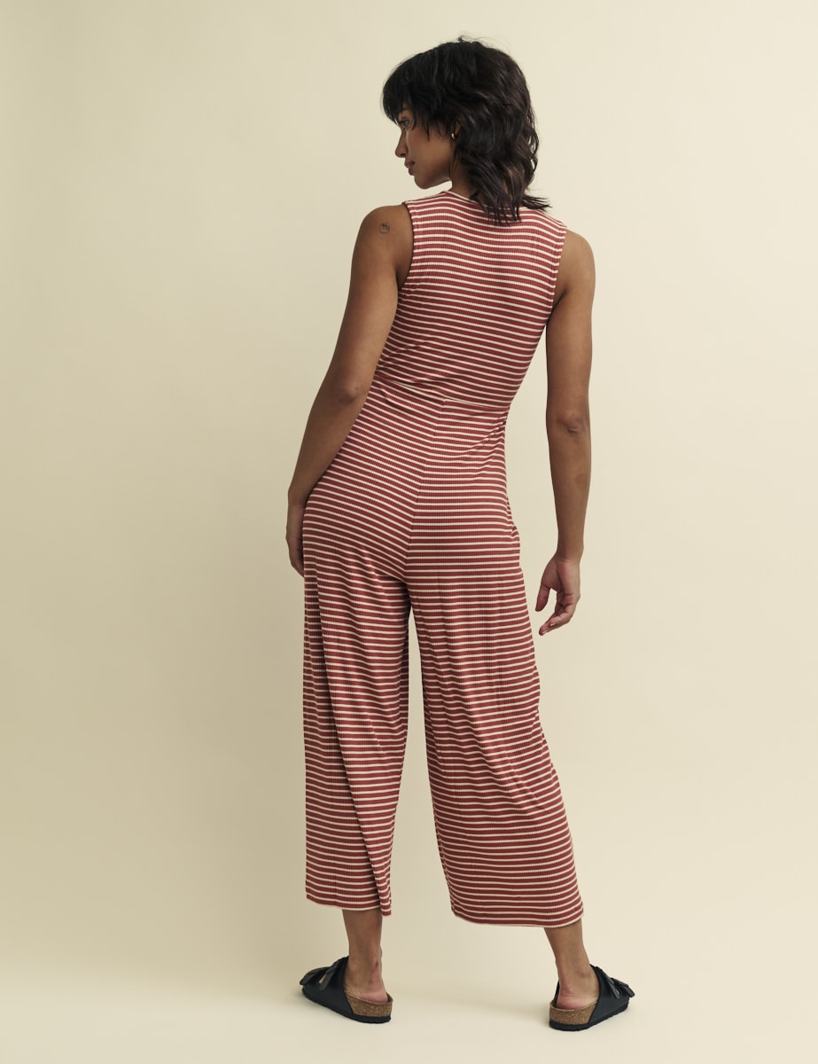 Brown Stripe Twist Front Wren Jumpsuit