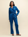 Denim Collared Tie Waist Jumpsuit