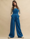 Petite Denim Square Neck Jumpsuit