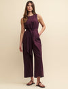 Plum Tie Waist Adeline Jumpsuit