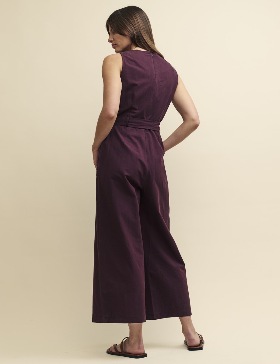 Plum Tie Waist Adeline Jumpsuit