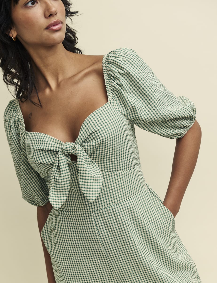 Sage Green Gingham Check Simone Jumpsuit