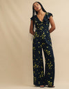 Black Ditsy Floral Flutter Sleeve Suki Jumpsuit