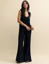 Black Ruched Shoulder Jumpsuit